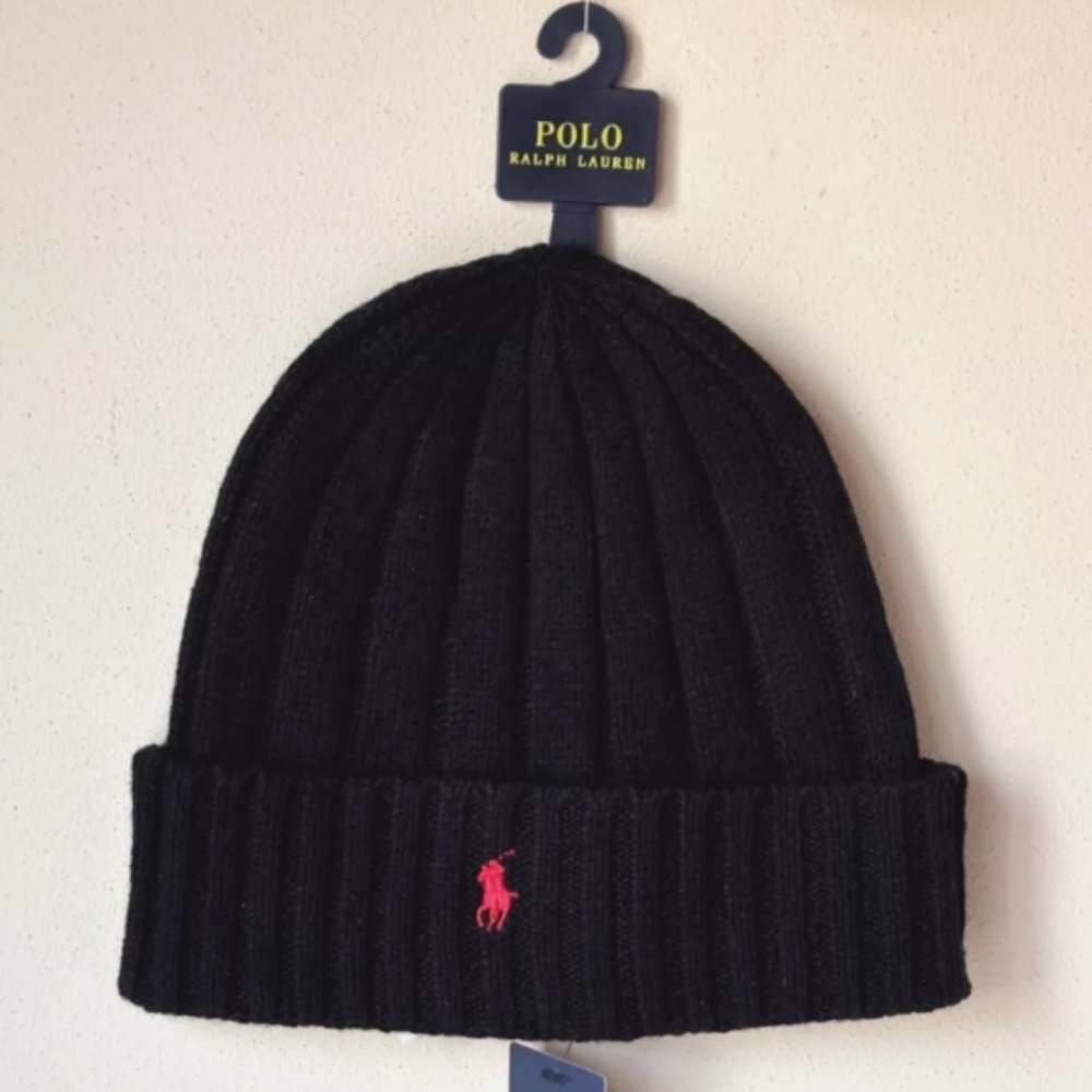 New Polo Ralph Lauren Men's Signature Red Pony Wool Blend Rib Knit Cuff Bean…